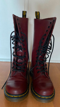 Dr Martens Leather Mid Calf Boots - Burgundy - Size 5 (US) - New