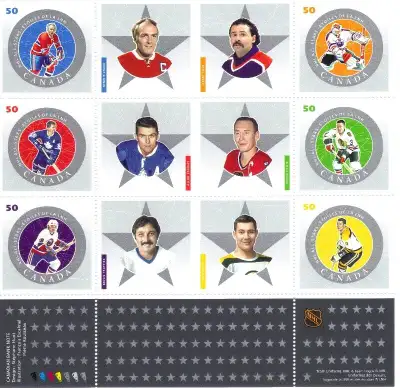 Canada Stamps - NHL All-Stars Team Uniforms & Logos 50c (Set of, View more