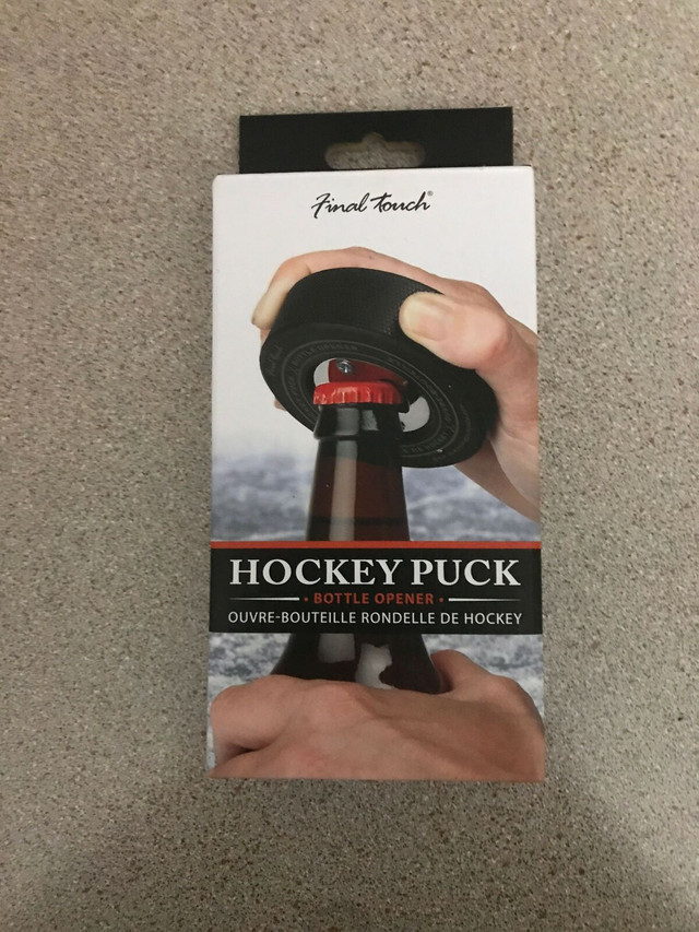 New , Hockey Puck Bottle Opener/Coaster-Real Puck in Arts & Collectibles in Bedford