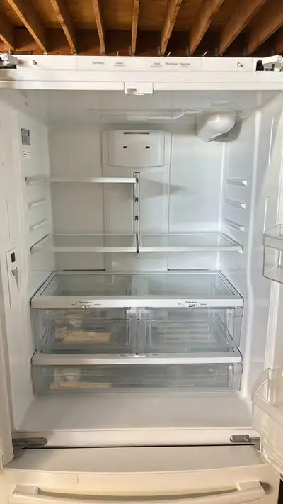 GE French Door Fridge – 33", White, Gently Used, View more