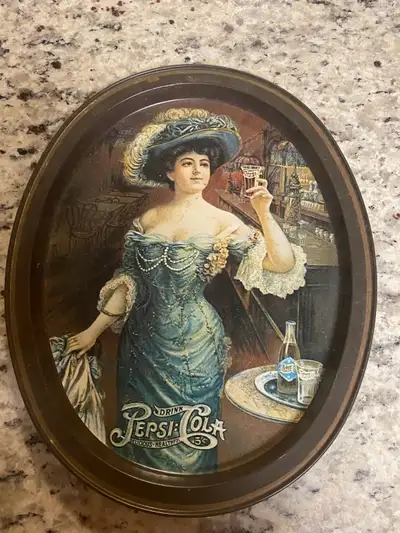 Vintage Pepsi Cola Metal Serving Tray Gibson Girl 11.5”x 14., View more