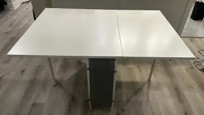 IKEA KALLHÄLL Gateleg Folding Dining Table with Storage – White, View more