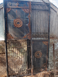 Antique Art Deco Iron and Bronze 7' Double Doors