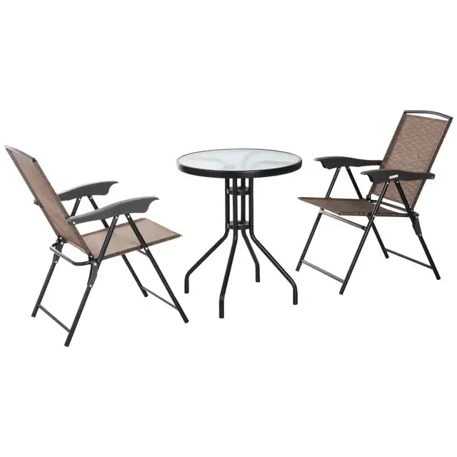Folding Outdoor Bistro Set, Patio Table and Chairs with Reclinin in Patio & Garden Furniture in Markham / York Region - Image 10