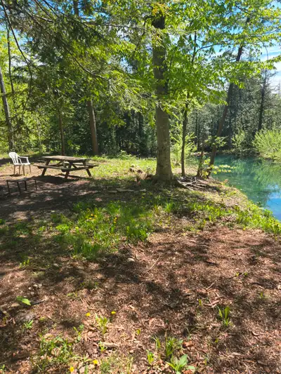 A completely private seasonal trailer camping site located beside a small clear 70'x 24' pond within...