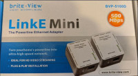Brite-View LinkE Mini 500 Mbps Powerline Ethernet Adapter Kit
