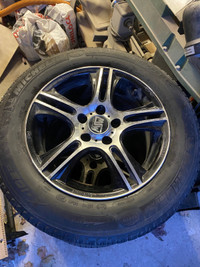 Set of four tires 215/60R16 and aftermarket rims, good tread!