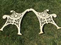 Two Heavy Wrought Iron Bench Ends