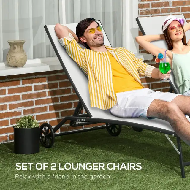  Lounge Chair with Wheels, 5-Level Adjustable Backrest for Garde in Patio & Garden Furniture in Markham / York Region - Image 3