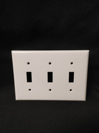 White Three Light Switch Cover