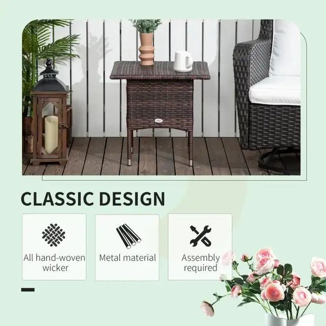20" Patio Wicker Coffee Table, Mixed Brown  in Coffee Tables in Markham / York Region - Image 4