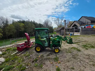 A ONE STOP SHOP WINTER AND SUMMER Comes with heated cab, front loader, forks, bucket, snow bucket, s...
