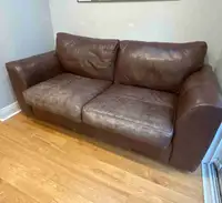 Brown leather sofa/couch 