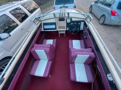 18 ft closed bow, 85 force motor ( Chrysler) Shoreline trailer, 2 sets of seats, battery box ( no ba...