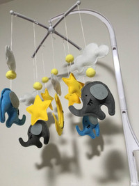 Elephants and clouds baby crib mobile