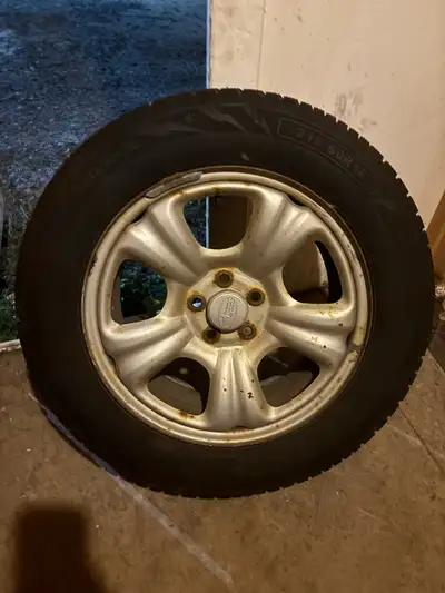 4 Winter tires approx 1500km use Mounted and balanced on steel rims Rims 5x100 bolt pattern