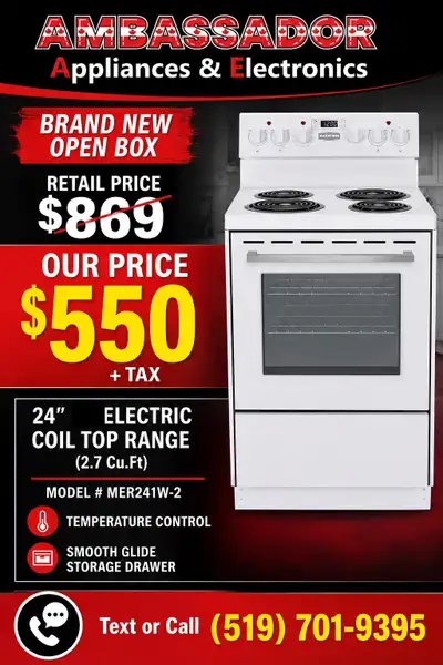  NEW 24” Marathon Electric Range Stove , View more