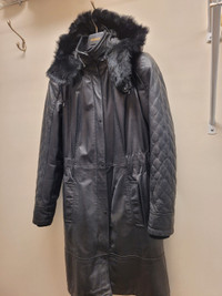 Ladies Danier black leather winter coat