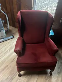 High back burgundy chair 