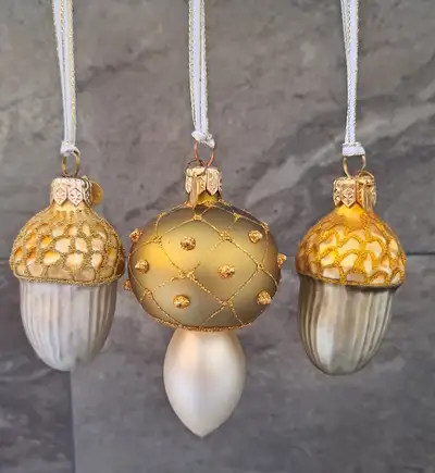 Set of 3 Blown Glass Tree Ornaments - By Department 56, View more