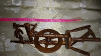 Vintage miniature wooden spinning wheel 15"