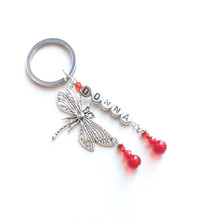 Personalized Keychain, dragonfly keychain, name keychain