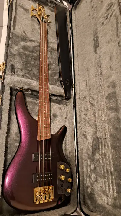4 string Bass, extremely well kept. SR300EDX. Comes with leather strap, case and stand.