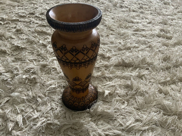 Vintage Polish or Ukrainian Wood Carved Vase 10” in Arts & Collectibles in City of Toronto - Image 2
