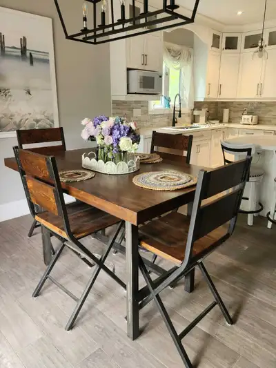 Industrial Rustic Dining Table and Chair Set, View more