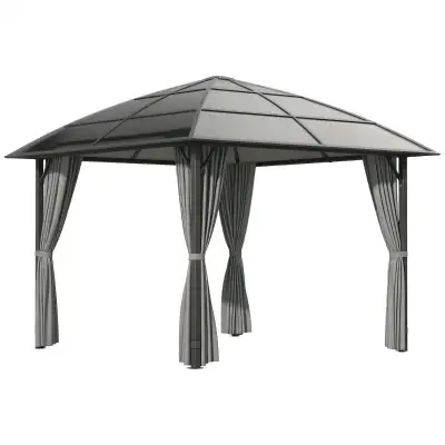 10x10 Outdoor Hardtop Gazebo with Curtains, View more