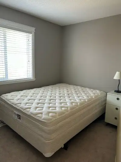 Queen matress, box spring and frame, View more