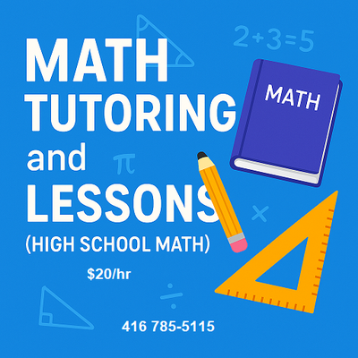 Math Tutor and Lessons for High School Students $20 hr, View more