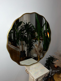Wavy round mirror gold vintage boho antique style home decor acc