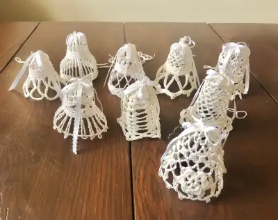 Vintage Handmade Crocheted Christmas Decorations Ornaments Art B, View more