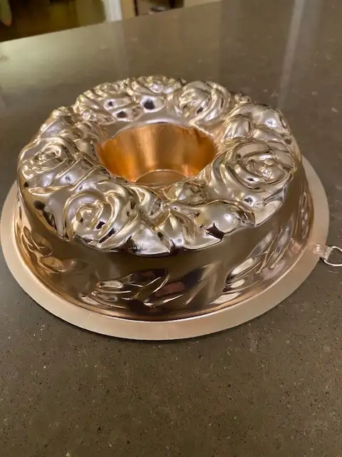 Vintage 1963 Copper Gelatin Salad Cake Mold Pan Roses 9.5"62863731682562123