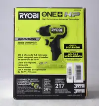 New! Ryobi 18V ONE+ HP 3/8" Brushless Impact Wrench, Bare Tool