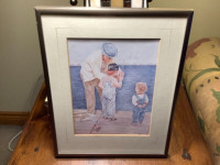 Vintage Mixed Medium Painting Behind Glass by John Newby