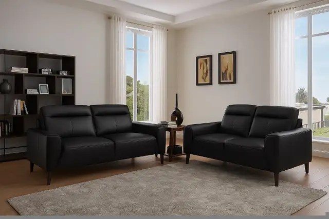 Genuine Top Grain leather  sofa set with couch and loveseat in Couches & Futons in Vancouver - Image 4