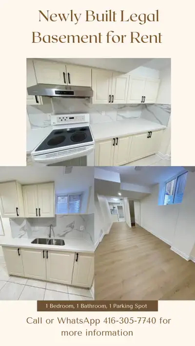 Newly Built Legal Basement For Rent