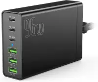 USB C Charger 96W 6-Port Desktop Charging Station with 3, Portab