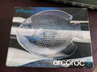 12 Vintage Arcoroc Clear Glass Fish Shaped Plates 2 Sets - New