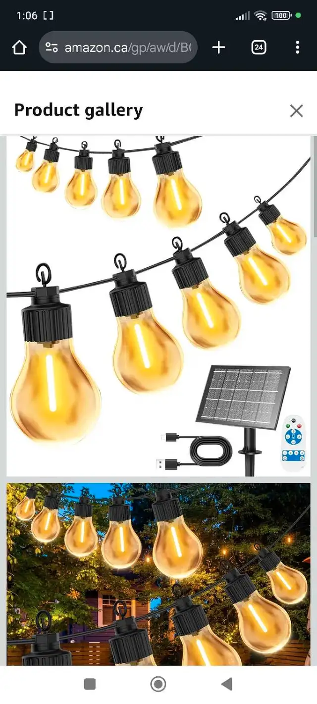 Solar String Lights Outdoor,49FT USB & Solar Powered Patio Light628543924573461218