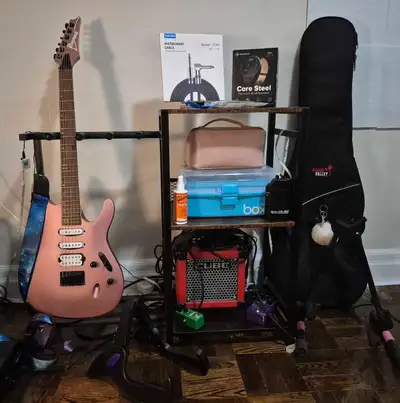 Ibanez Guitar, Roland Amp, Pedals, Cables, and More, View more