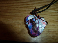 Hand Painted Stone  Necklace