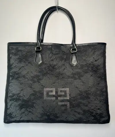 GIVENCHY black floral lace tote bag, View more