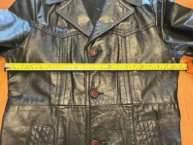 Vintage 1970s Men's Black Leather Jacket Medium Made in Canada in Men's in Calgary - Image 4