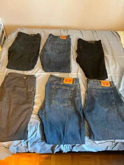 Levi's 1. Grey Commuter 511 [Skinny] - $25 2. Blue 505 [Regular Fit] 38x32 - $30 3. Blue 550 [classi...
