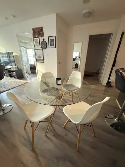 Modern Glass Dining Table + 4 Chairs, View more