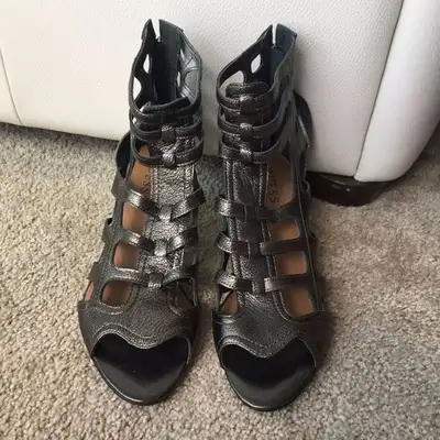 NEW - GUESS - (Size 9) Women's Metallic Strappy Low Heels Shoes, View more