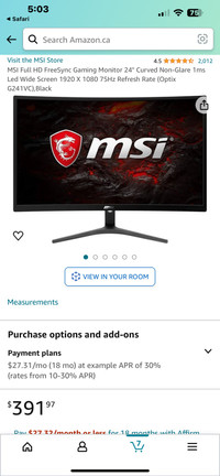 23.6” MSI Gaming Monitor